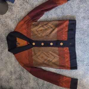 Forever 21 men's cardigan in orange, blue and red; medium